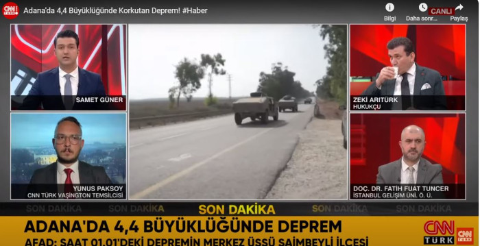 Adana'da 4,4 Büyüklüğünde Korkutan Deprem!